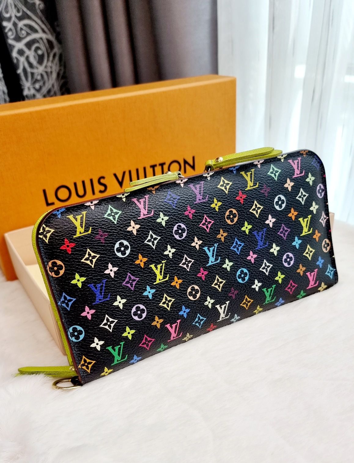 Louis Vuitton Black Monogram Multicolore Pistache Insolite Wallet