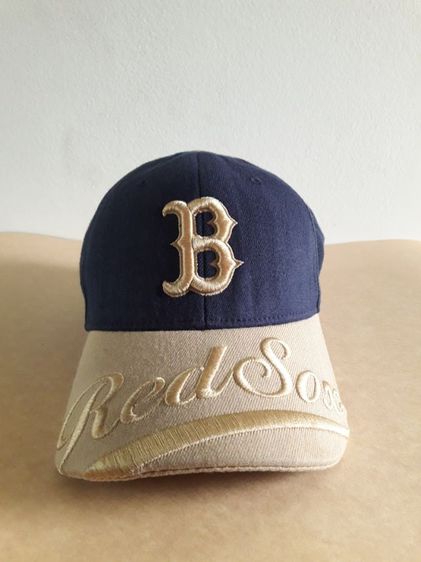 หมวกและหมวกแก๊ป หมวกแก๊ปเบสบอล MLB ของแท้ สีกรมท่า ปีกทอง เต็มใบ