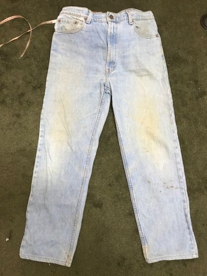 Vintage Distressed Levis 510 Jeans W34 L34 Light Wash Rigid Jeans Slim Fit Straight Leg Jeans Made in USA  รูปที่ 3