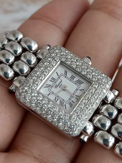 นาฬิกา Chopard Diamond Ladies 18k Solid White Gold ขอบเพชรแท้โรงงาน3แถว112เม็ด รวม2กะรัต แบรนด์Hi-End ระดับโลก หน้าปัดขาว หลักโรมัน  รูปที่ 14