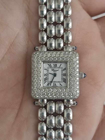 นาฬิกา Chopard Diamond Ladies 18k Solid White Gold ขอบเพชรแท้โรงงาน3แถว112เม็ด รวม2กะรัต แบรนด์Hi-End ระดับโลก หน้าปัดขาว หลักโรมัน  รูปที่ 2