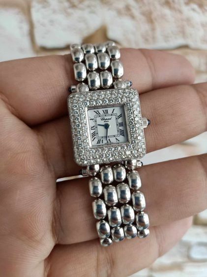 นาฬิกา Chopard Diamond Ladies 18k Solid White Gold ขอบเพชรแท้โรงงาน3แถว112เม็ด รวม2กะรัต แบรนด์Hi-End ระดับโลก หน้าปัดขาว หลักโรมัน  รูปที่ 6