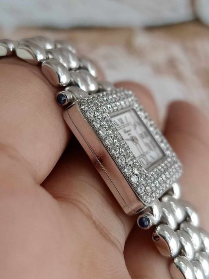 นาฬิกา Chopard Diamond Ladies 18k Solid White Gold ขอบเพชรแท้โรงงาน3แถว112เม็ด รวม2กะรัต แบรนด์Hi-End ระดับโลก หน้าปัดขาว หลักโรมัน  รูปที่ 8