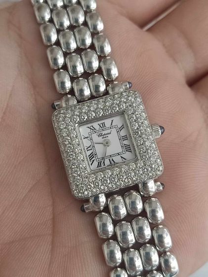 นาฬิกา Chopard Diamond Ladies 18k Solid White Gold ขอบเพชรแท้โรงงาน3แถว112เม็ด รวม2กะรัต แบรนด์Hi-End ระดับโลก หน้าปัดขาว หลักโรมัน  รูปที่ 12