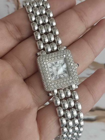 นาฬิกา Chopard Diamond Ladies 18k Solid White Gold ขอบเพชรแท้โรงงาน3แถว112เม็ด รวม2กะรัต แบรนด์Hi-End ระดับโลก หน้าปัดขาว หลักโรมัน  รูปที่ 7