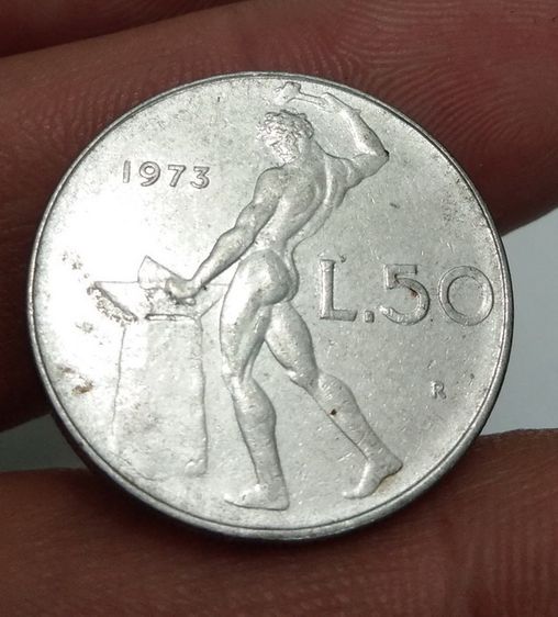 7082-เหรียญค่างประเทศอิตาลี หลังคนตีเหล็ก รูปที่ 5