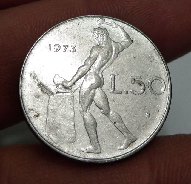 7082-เหรียญค่างประเทศอิตาลี หลังคนตีเหล็ก รูปที่ 7