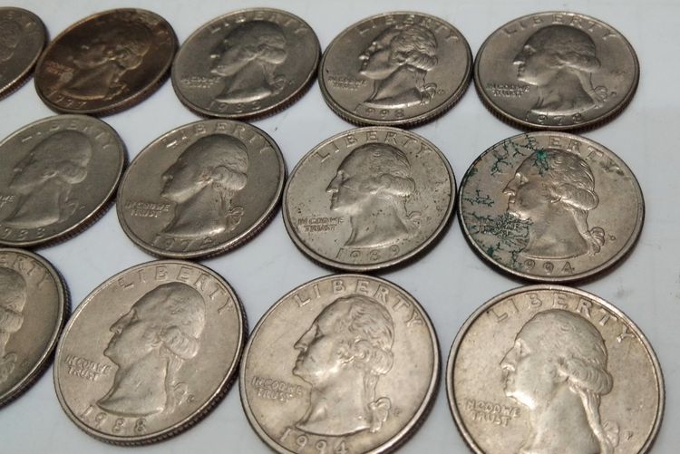 7084-เหรียญต่างประเทศ อเมริกา ประธานาธิบดี จอร์จ วอชิงตัน หลังนกอินทรีย์ จำนวน 15 เหรียญ รูปที่ 5