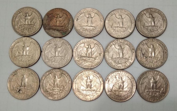 7084-เหรียญต่างประเทศ อเมริกา ประธานาธิบดี จอร์จ วอชิงตัน หลังนกอินทรีย์ จำนวน 15 เหรียญ รูปที่ 17