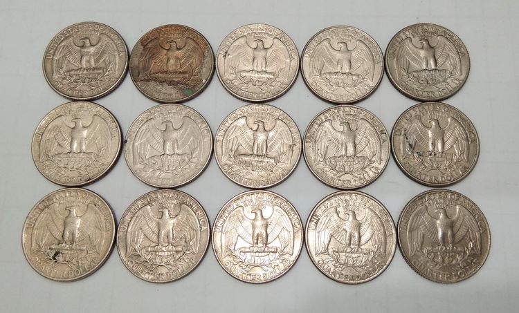 7084-เหรียญต่างประเทศ อเมริกา ประธานาธิบดี จอร์จ วอชิงตัน หลังนกอินทรีย์ จำนวน 15 เหรียญ รูปที่ 8