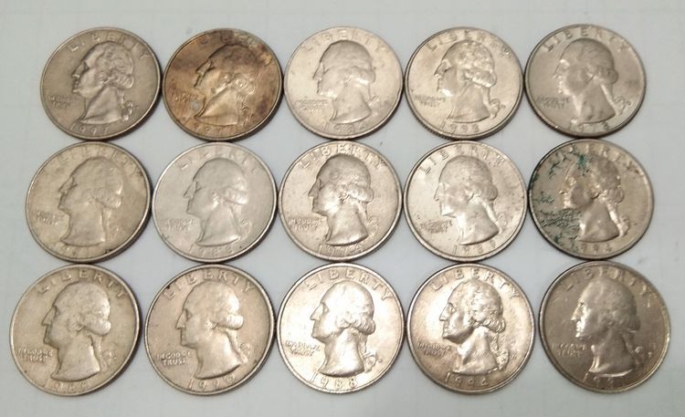7084-เหรียญต่างประเทศ อเมริกา ประธานาธิบดี จอร์จ วอชิงตัน หลังนกอินทรีย์ จำนวน 15 เหรียญ รูปที่ 14