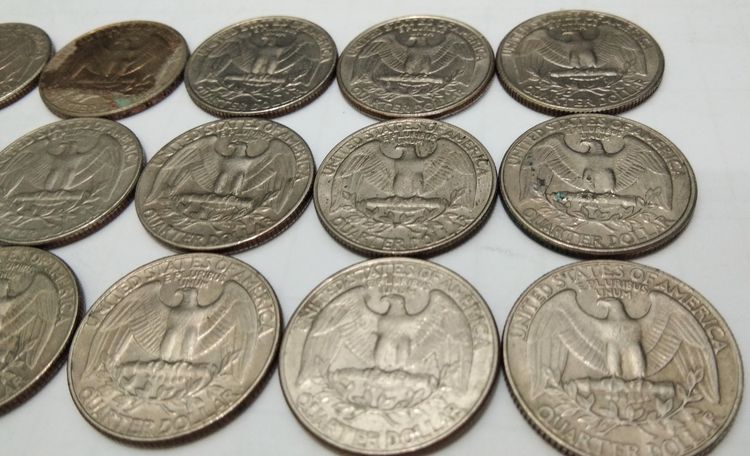 7084-เหรียญต่างประเทศ อเมริกา ประธานาธิบดี จอร์จ วอชิงตัน หลังนกอินทรีย์ จำนวน 15 เหรียญ รูปที่ 10