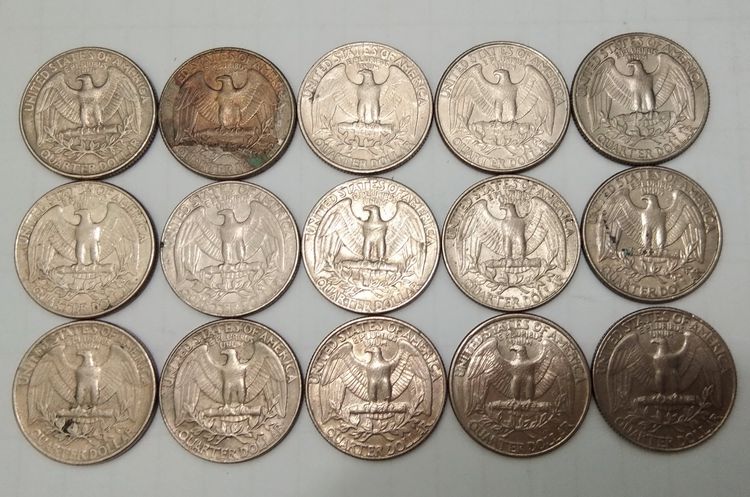 7084-เหรียญต่างประเทศ อเมริกา ประธานาธิบดี จอร์จ วอชิงตัน หลังนกอินทรีย์ จำนวน 15 เหรียญ รูปที่ 11