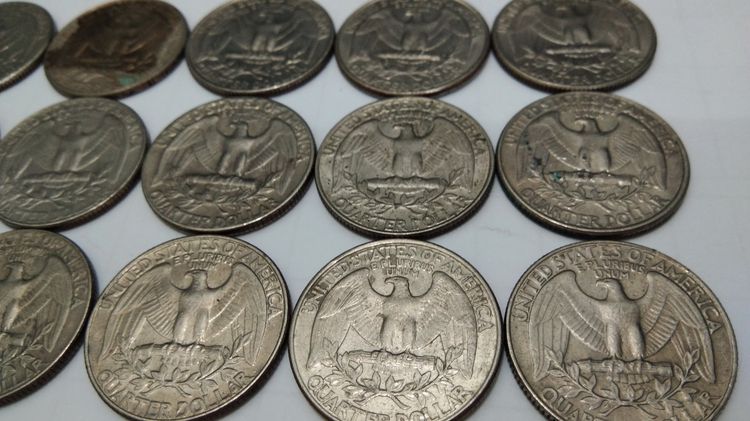 7084-เหรียญต่างประเทศ อเมริกา ประธานาธิบดี จอร์จ วอชิงตัน หลังนกอินทรีย์ จำนวน 15 เหรียญ รูปที่ 15