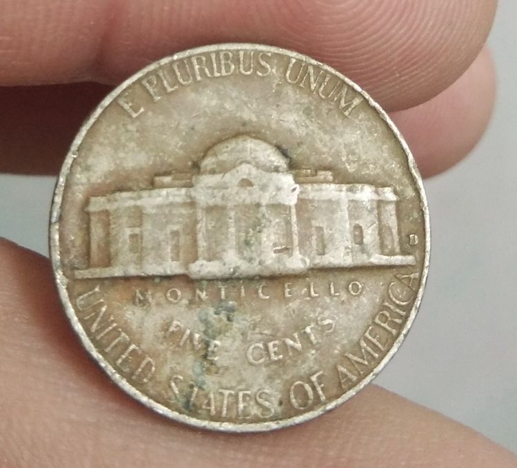 7105-เหรียญต่างประเทศสหรัฐอเมริกา ราคา 5 cent หลังทำเนียบขาว ปัจจุบันเลิกผลิตแล้ว รูปที่ 10
