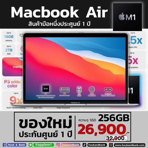 Macbook Air M1 ของใหม่ประกัน 1 ปี รูปที่ 1