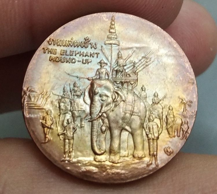 8128-เหรียญประจำจังหวัดสุรินทร์ หลังลานแสดงช้าง เนื้อทองแดง ขนาดราวเหรียญ 5 บาท รูปที่ 5