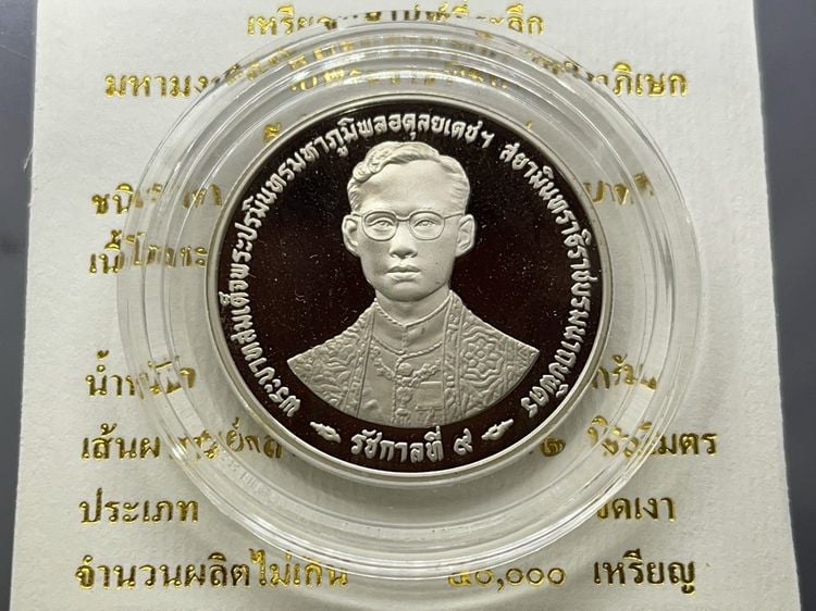 เหรียญไทย เหรียญ 20 บาท นิเกิลขัดเงา ที่ระลึกมหามงคล 50 ปี กาญจนาภิเษก พร้อมใบเซอร์