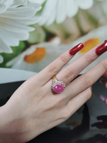 แหวนเพชรล้อมพลอยชมพู รูปที่ 2