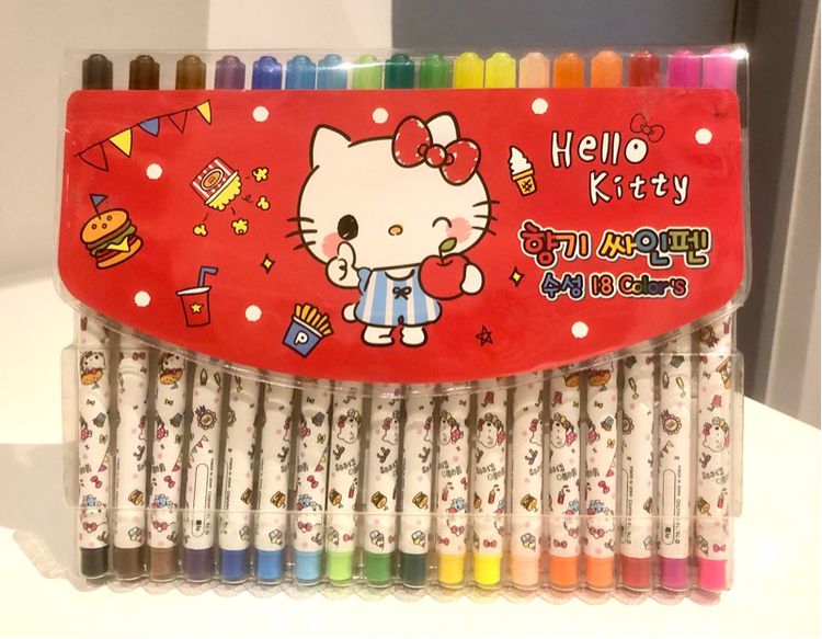 สี/อุปกรณ์ศิลปะ ปากกาเมจิกสีน้ำ 18 สี Hello kitty 18 colors