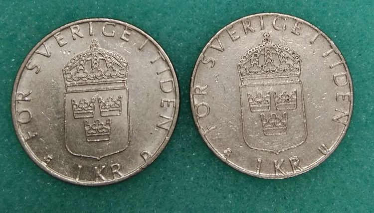 6268-เหรียญกษาปณ์หมุนเวียน สวีเดน ราคา 1 Krona Carl XVI Gustaf 1st portrait Sweden coin จำนวน 2 เหรียญ รูปที่ 15