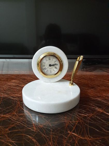 นาฬิกาตั้งโต๊ะแท่นทับกระดาษหินอ่อนเสียบปากกา รูปที่ 2