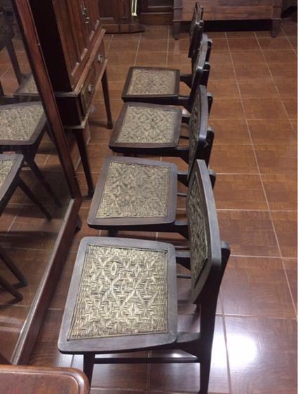 เก้าอี้ไม้สักโบราณผสมหวาย งานเก่า รูปที่ 5