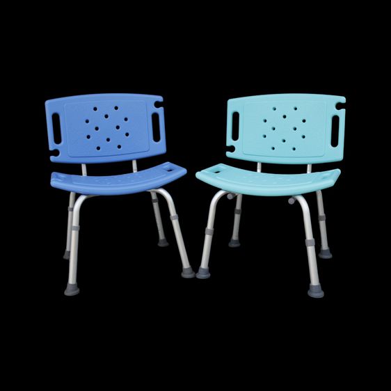 เก้าอี้อาบน้ำอลูมิเนียม มีพนักพิง Aluminum Shower Chair With Backrest - 4 สีให้เลือก รูปที่ 2