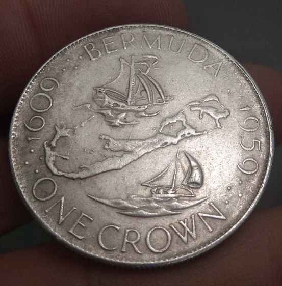 6303-เหรียญพระนางอลิสซาเบสที่ 2 หลังเรือล่าอณานิคม ขนาดเส้นผ่าศูนย์กลางประมาณ 3.5 ซม รูปที่ 3