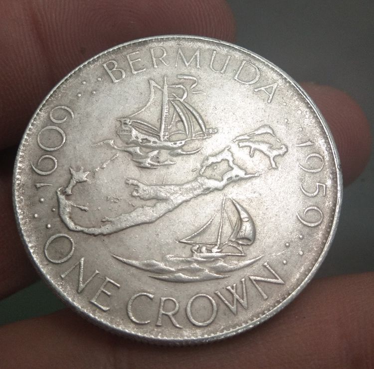 6303-เหรียญพระนางอลิสซาเบสที่ 2 หลังเรือล่าอณานิคม ขนาดเส้นผ่าศูนย์กลางประมาณ 3.5 ซม รูปที่ 7