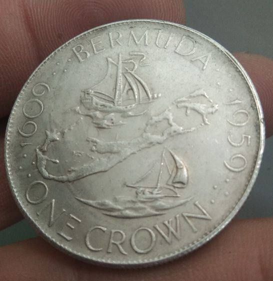 6303-เหรียญพระนางอลิสซาเบสที่ 2 หลังเรือล่าอณานิคม ขนาดเส้นผ่าศูนย์กลางประมาณ 3.5 ซม รูปที่ 5