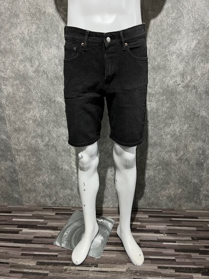 กางเกงยีนส์ ZARA MAN ขาสั้นแท้ ผ้ายืด สีดำเข้มดร็อปเล็กน้อย 