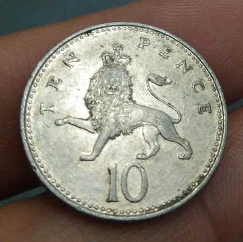 6346-เหรียญพระนางอลิสซาเบสที่ 2  หลังสิงห์  ราคา 10 เพนนี รูปที่ 5