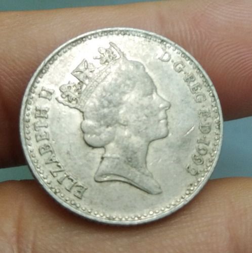 6346-เหรียญพระนางอลิสซาเบสที่ 2  หลังสิงห์  ราคา 10 เพนนี รูปที่ 4