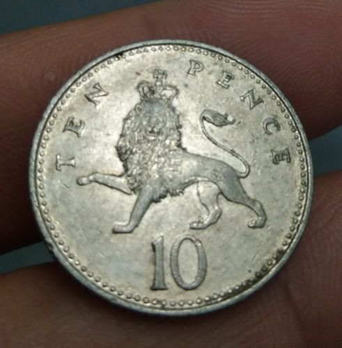 6346-เหรียญพระนางอลิสซาเบสที่ 2  หลังสิงห์  ราคา 10 เพนนี รูปที่ 11