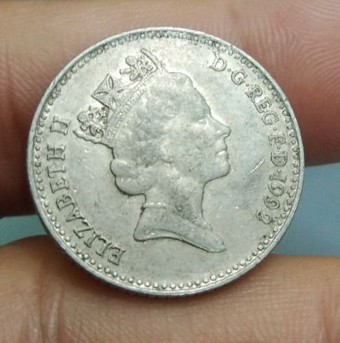 6346-เหรียญพระนางอลิสซาเบสที่ 2  หลังสิงห์  ราคา 10 เพนนี รูปที่ 8