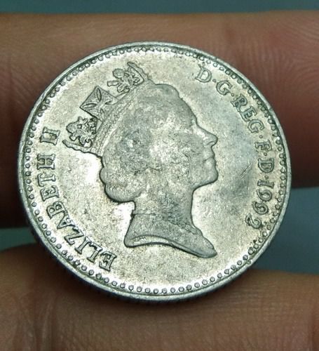 6346-เหรียญพระนางอลิสซาเบสที่ 2  หลังสิงห์  ราคา 10 เพนนี รูปที่ 3