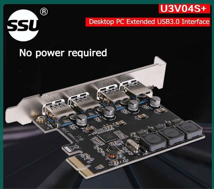 สายเคเบิลและตัวแปลง การ์ด PCIE เพิ่มช่องUSB3.0 รุ่นใหม่ไม่ต้องใช้ไฟเลี้ยงจากพาวเวอร์