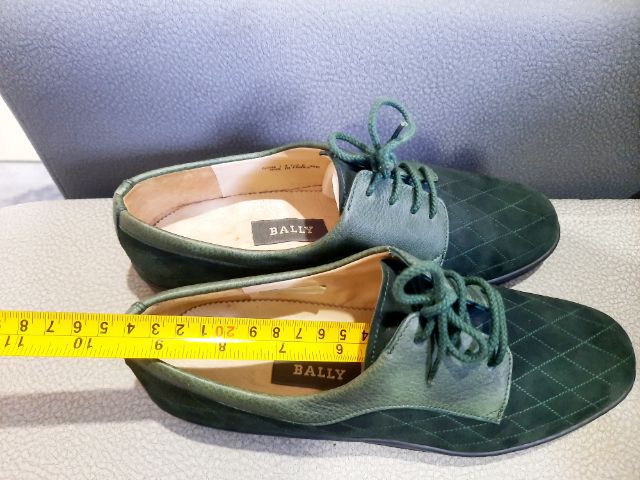 ขอขายรองเท้าแบรนด์เนมผู้หญิง Bally รุ่น jang ทรง sneaker made in France แท้ สีเขียวหัวเป็ดขนาดเบอร์ 4 วัดข้างในได้24ซม.วัดข้างนอกได้25ซม. รูปที่ 8