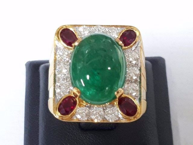 (5242) เเหวนทอง 90 มรกตโคลัมเบียหลังเบี้ย 