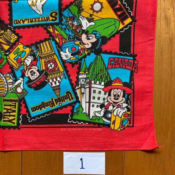 ผ้าเช็ดหน้ามิกกี้เมาส์ ลาย World Stamps (ผืนที่ 1) Mickey Mouse Bandana รูปที่ 2