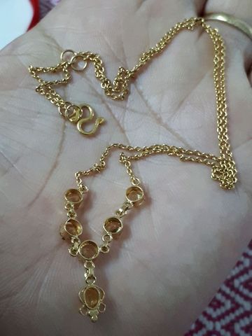 (3017) สร้อยคอบุษราคัมเเท้ ทองเเท้ 90 รูปที่ 4