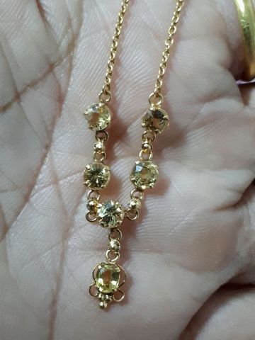 (3017) สร้อยคอบุษราคัมเเท้ ทองเเท้ 90 รูปที่ 8