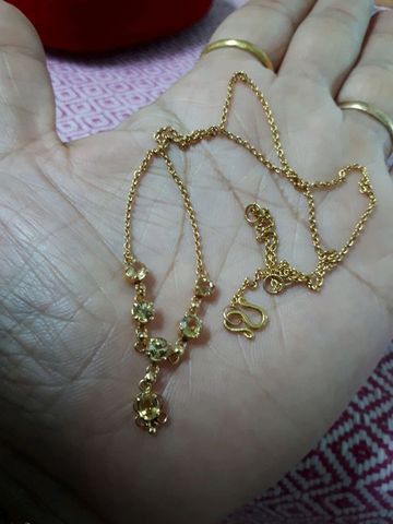 (3017) สร้อยคอบุษราคัมเเท้ ทองเเท้ 90 รูปที่ 3