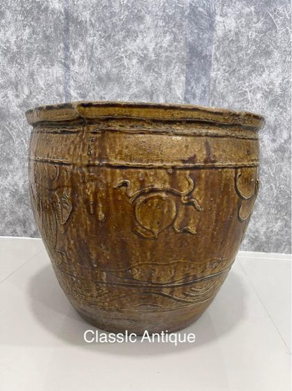 อ่าง เคลือบเขียวเซี่ยงไฮ้ ลายมังกร ไก่โบราณ  รูปที่ 4