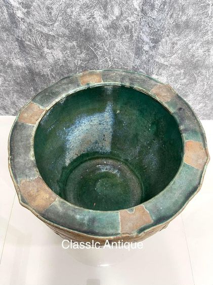 อ่าง เคลือบเขียวเซี่ยงไฮ้ ลายมังกร ไก่โบราณ  รูปที่ 3