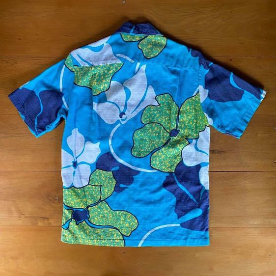 เสื้อเชิ้ตฮาวายแขนสั้น ผ้าใย ป้ายคอ MALIHINI HAWAII กระเป๋าเจาะ รูปที่ 6