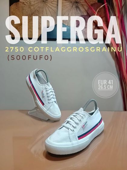ผ้าใบ SUPERGA 2750 Cotflaggrosgrainu (S00FUF0) White Blue and Red