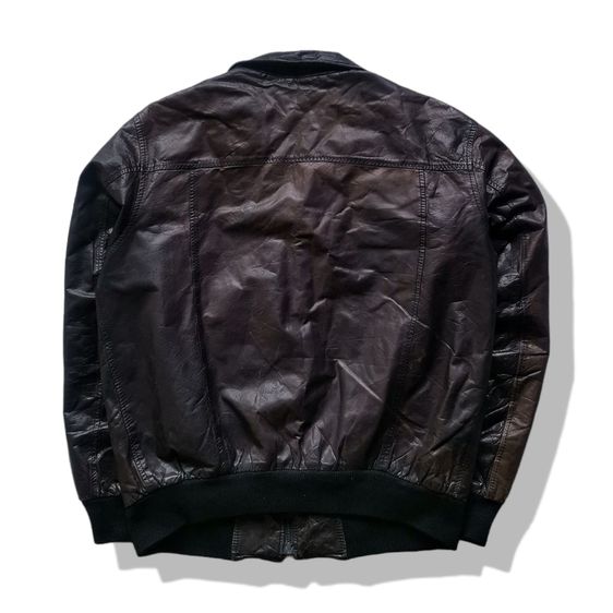Dark Brown PU Leather Zipper Jacket รอบอก 42” รูปที่ 9