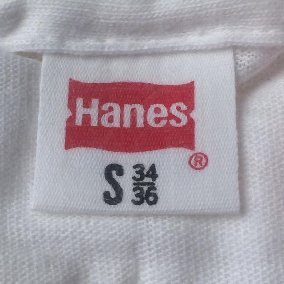 เสื้อยืดคอกลมแขนสั้น ผ้าบาง สีขาว ไม่มีสกรีน ป้ายคอ Hanes ยุค 1970's รูปที่ 4